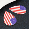 P950 - 10 pcs. USA American Red, White and Blue Faux Leather Dangle Charms Pendants - Teardrop - Flag - 57mm (2.25") - Double-Sided