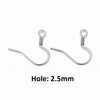 E715 - 50 pcs 304 Stainless Steel Silver Tone Earring Hooks with Spring - 19mm x 17mm - Hole Size: 2.5mm - Tarnish Resistant!