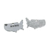 P058 - 10 pcs. Antique Silver "Home" charm with Heart - 24mm X 15mm - USA Map - Armed Forces, Travelers, Patriots! Hole Size: 1.5mm