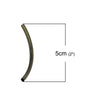 BD298 - 100 pcs. Antique Bronze Noodle Tube Long Thin Smooth Curved Beads - 50mm x 3mm (2" x 0.12") - Hole Size: 2.5mm Made of Copper! High Quality!