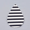 P154 - 10 pcs. Black and White Stripe Faux Leather Dangle Charms Pendants - Teardrop - 70mm (2.76") - Great for Earrings! Double Sided