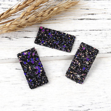 P614 - 10 pcs. Black Multicolor Faux Leather Dangle Charms Pendants - Rectangle - 41mm (1.6") - Great for Light Earrings, Necklaces or Dangles!