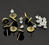 E312 - 50 pcs. Antique Bronze Earring Posts Studs Settings Bezels Cabochons Tacks- 8mm Glue Pad Setting