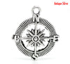 P207 - 10pcs. Antique Silver Compass Navigational Charms Pendants - 30mm X 25mm
