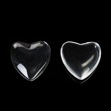 CA018 - 10 pcs. Heart Clear Round Glass Dome Seals Tiles - 10mm (0.39")