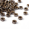 BD587 - 20 pcs Antique Bronze Clear Rhinestone Rondelle Spacer Beads - 6mm x 3mm - Grade AAA - Hole Size: 1mm - Straight Edge
