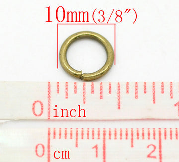 J129A - 200 pcs Bronze Open Jump Rings - 10mm - 15 Gauge