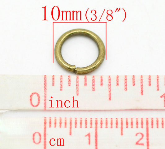 J129A - 200 pcs Bronze Open Jump Rings - 10mm - 15 Gauge