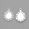 P477 - 10 pcs. Silver Plated Teardrop Bezel Frame Cabochon Pendant Tags Trays - 14mm x 10mm Glue Pad - Setting