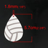 P1108 - 10 pcs. White Volleyball Ball Faux Leather Dangle Charms Pendants - Teardrop - Sports - 57mm (2.25") - Double-Sided