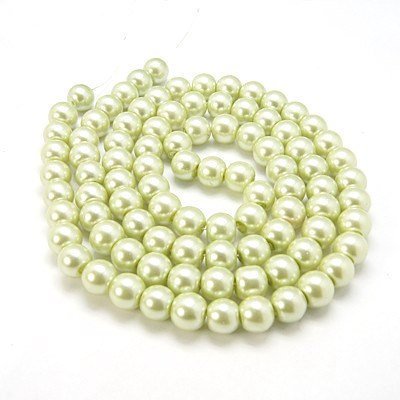 BD046 - 10mm Green Honeydew Glass Pearl Imitation Round Beads - 16 inch strand - Approx. 42 beads per strand - Hole Size: 1mm