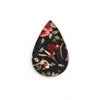 P874 - 10 pcs. Black and Pink Floral Faux Leather Dangle Charms Pendants - Teardrop - 56mm (2.2") - Double Sided - Great for Earrings, Necklaces or Dangles