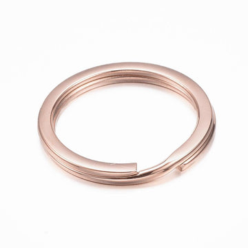 J261 - 5 pcs. 304 Stainless Steel Rose Gold Plated Split Rings Key Rings - 25mm (1 inch) - Hypoallergenic! Tarnish Resistant! - 2mm Thick