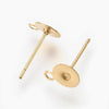 E749 - 100 pcs (50 pairs) 304 Stainless Steel Golden Earring Posts/Bases/Studs/Settings with loop - 6mm Pad - 9mm with Loop - Includes Rubber Backs