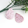 FL0004 - 10 pcs. Pink Blush Glitter Faux Leather Dangle Charms Pendants - Teardrop - 58mm (2.3") - Great for Light Earrings and Dangles! Double-Sided