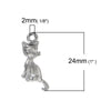 P280A - 10 pcs. Silver Plated Cat Sitting Charms Pendants - 24mm X 11mm