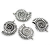 P524A - 2 pcs. LARGE - 1.46 in - Antique Silver Tone Beach Spiral Shell Charms Pendants - 37mm x 27mm (1.46 in x 1.06 in)