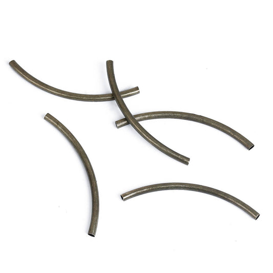 BD298 - 100 pcs. Antique Bronze Noodle Tube Long Thin Smooth Curved Beads - 50mm x 3mm (2" x 0.12") - Hole Size: 2.5mm Made of Copper! High Quality!