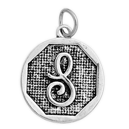 P100 - 4 pcs. Antique Silver LARGE Letter "S" Alphabet Letter Charm Pendant - 23mm x 20mm - Stamped Design