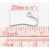 E532 - 100 pcs Silver Tone Earring Hooks with Loop Hole - 22mm x 10mm - Hole Size: 1.9mm