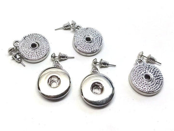 E771 - 2 pcs. 304 Stainless Steel Earring Dangle Posts - For 20mm Chunk Snap Buttons - Silver Tone