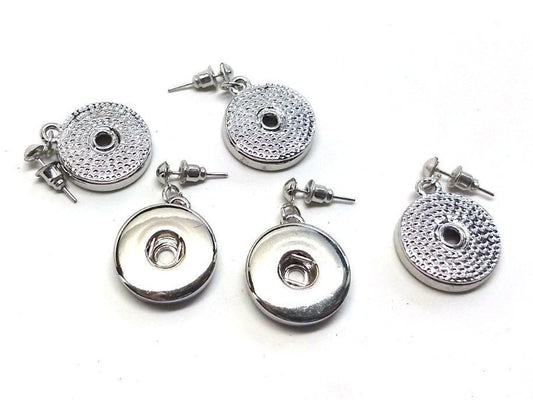 E771 - 2 pcs. 304 Stainless Steel Earring Dangle Posts - For 20mm Chunk Snap Buttons - Silver Tone