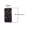 P614 - 10 pcs. Black Multicolor Faux Leather Dangle Charms Pendants - Rectangle - 41mm (1.6") - Great for Light Earrings, Necklaces or Dangles!