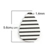 P1091 - 10 pcs. Black and White Stripe Faux Leather Dangle Charms Pendants - Teardrop - 56mm (2.2") - Great for Earrings! Double Sided - Style C