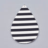 P154 - 10 pcs. Black and White Stripe Faux Leather Dangle Charms Pendants - Teardrop - 70mm (2.76") - Great for Earrings! Double Sided