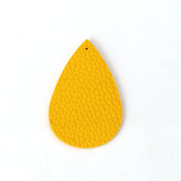 P649 - 10 pcs. Yellow Mustard Faux Leather Dangle Charms Pendants - Teardrop - 56mm (2.2") - Great for Light Earrings or Dangles! Double-Sided