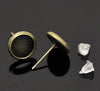 E312 - 50 pcs. Antique Bronze Earring Posts Studs Settings Bezels Cabochons Tacks- 8mm Glue Pad Setting