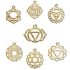 P424 - 7 pcs Gold Plated Chakra Charms Pendants - 29mm x 23mm - 31mm x 28mm - Assortment