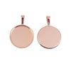 P683 - 5 pcs. Rose Gold Plated Pendant Trays Circle Posts Settings Bezels Cabochons - 25mm Glue Pad Setting (1 inch)