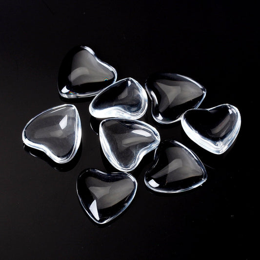 CA018 - 10 pcs. Heart Clear Round Glass Dome Seals Tiles - 10mm (0.39")