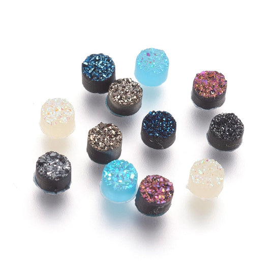 CA516 - 10 pcs Assortment of Druzy Resin Embellishment Cabochons - 4mm - Variety - Mix of Colors!