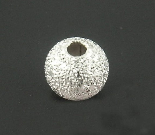 BD519B - 4mm - 100pcs. Silver Plated Stardust Ball Spacer Beads