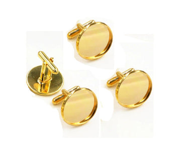 CU053 - Lot of 10 Gold Plated Cuff Links (5 pairs) - 18mm Glue Pad Bezel Setting