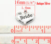 P078 - 10 pcs. Antique Silver "Bride" charm with rhinestone - 16mm x 14mm