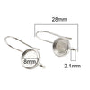 E901 - 4 pcs. Silver Tone Earring Hooks Settings Bezels Cabochons - 8mm Glue Pad Setting - with Loop