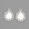 P477 - 10 pcs. Silver Plated Teardrop Bezel Frame Cabochon Pendant Tags Trays - 14mm x 10mm Glue Pad - Setting