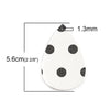 P1048 - 10 pcs. Black and White Polka dot Faux Leather Dangle Charms Pendants - Teardrop - 56mm (2.2") - Great for Earrings! Double Sided