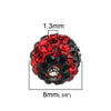 CA942 - 5 pcs Black and Red Polymer Clay Rhinestone Round Beads - 8mm - Hole Size: 1.3mm