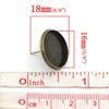 E234 - 30 pcs. Antique Bronze Earring Posts Studs Settings Bezels Cabochons Tacks - 16mm Glue Pad Setting