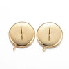 E266 - 10 pcs. 304 Stainless Steel Golden Earring Posts Studs Settings Bezels Cabochons Tacks with Perpendicular Loop - 14mm Glue Pad Setting