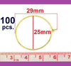 W004 - 100 pcs. Gold Plated Wine Charm/Earwire Hoop Rings - 29mm x 25mm-21 Gauge