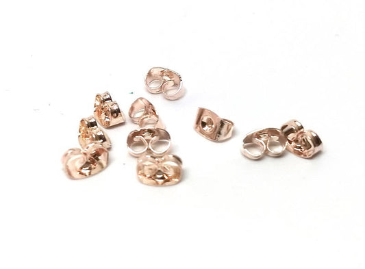 E296A - 10 pcs (5 Pairs) Rose Gold Plated Ear Nuts - 5mm x 4mm - Earring Stoppers! - Butterfly Design