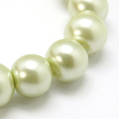 BD046 - 10mm Green Honeydew Glass Pearl Imitation Round Beads - 16 inch strand - Approx. 42 beads per strand - Hole Size: 1mm