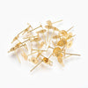 E749 - 100 pcs (50 pairs) 304 Stainless Steel Golden Earring Posts/Bases/Studs/Settings with loop - 6mm Pad - 9mm with Loop - Includes Rubber Backs