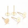E708 - 20 pcs. (10 pairs) 304 Stainless Steel Golden Earring Posts/Bases/Studs/Settings with Rubber Backs - 12mm x 8mm - 8mm Glue Pad