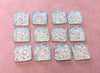 CA789 - 10 pcs Druzy Resin Embellishment Cabochons Clear Multicolor AB - 12mm - Square - Dome Style